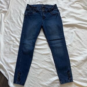 Suko Jeans Stretch Skinny Jeggings Button Hem Ankle Size 8